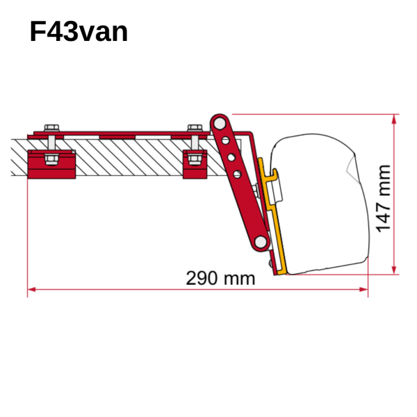 Komplettset Markise Fiamma F43van, Montage am Dachträger Roof Rail #98655-770